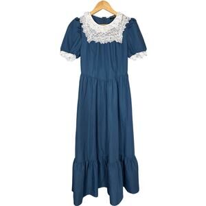 Scarlet Darkness Blue Prairie Colonial Dress Womens Medium Cottagecore Victorian